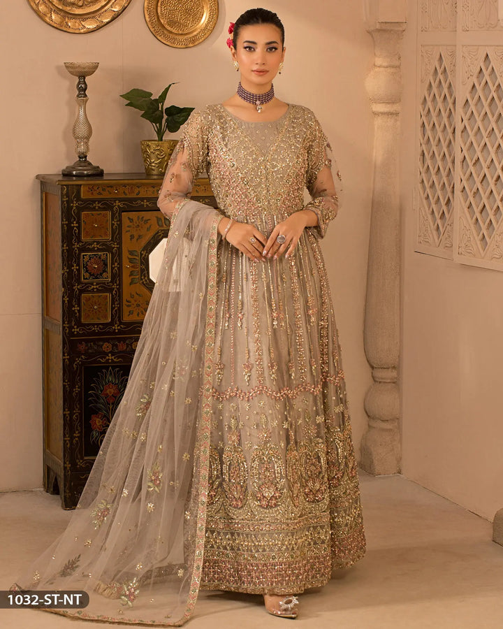 3 Piece Embroidered Maxi | 1032-ST-NT ShaPosh Textile