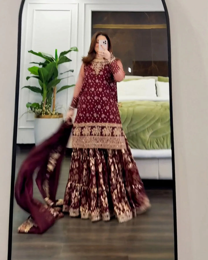 3 Piece Organza Suit Stitched | 419-AR-ORZ - Sha Posh Textile