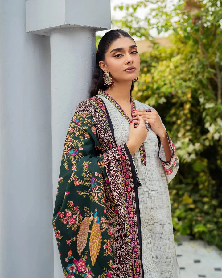 3 Piece - Printed Khaddar Suit Unstitched | UNFF015 - Sha Posh Textile