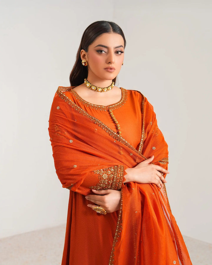 3-Piece Ready-to-Wear Chambray Katan Frock | 2270-AF-S.KTN Sha Posh Textile