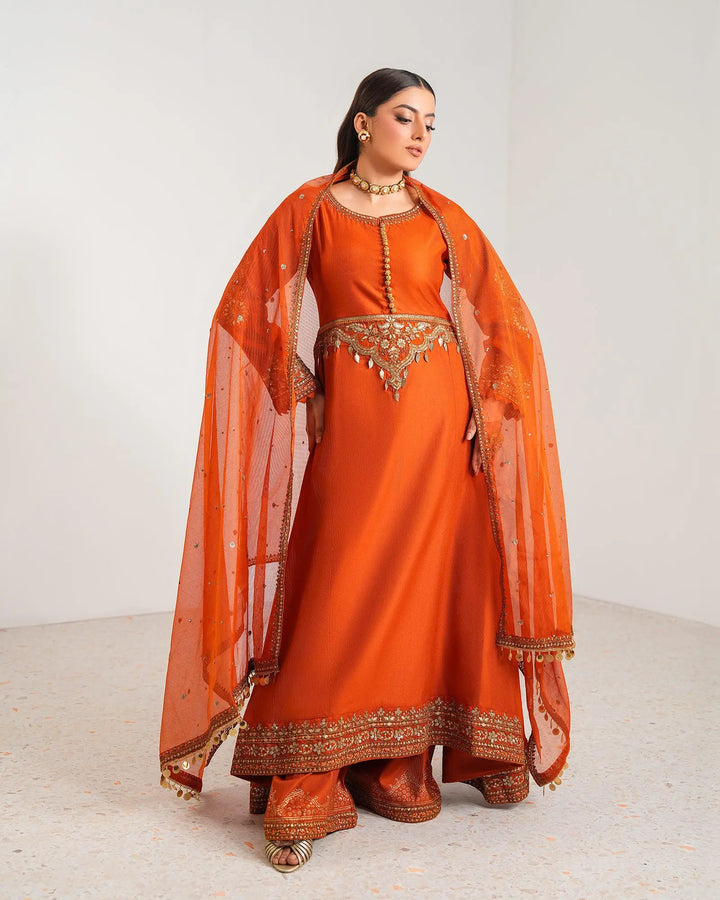 3-Piece Ready-to-Wear Chambray Katan Frock | 2270-AF-S.KTN Sha Posh Textile