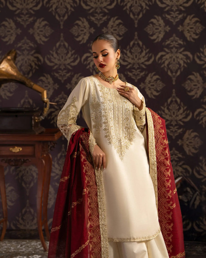 3-Piece Ready-to-Wear Chambray Katan Suit | 2255-AF-S.KTN - Sha Posh Textile