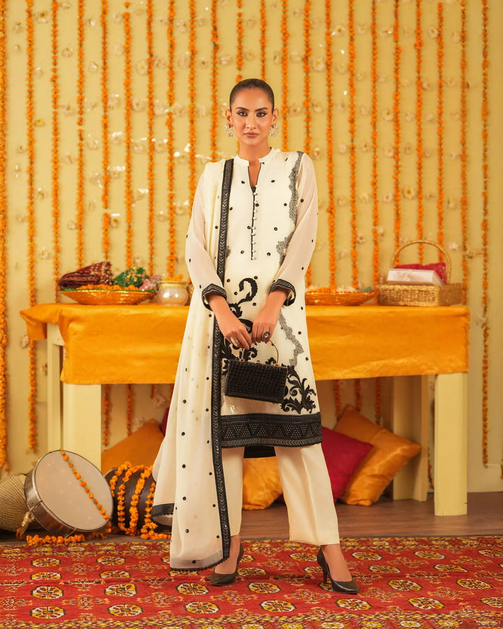 3 Piece Chiffon Suit Stitched | 302-BG-CF - Sha Posh Textile