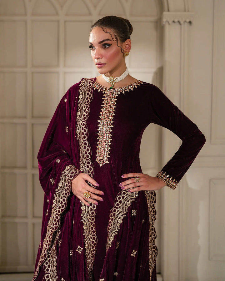 3 Piece Velvet Suit Stitched | 1130-ST-VLT - Sha Posh Textile