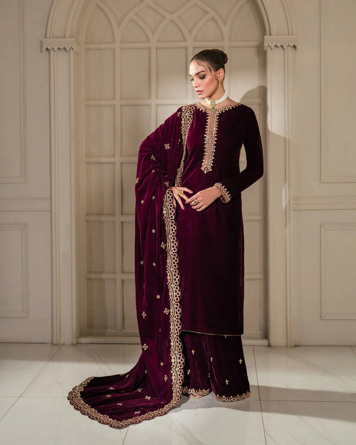 3 Piece Velvet Suit Stitched | 1130-ST-VLT - Sha Posh Textile