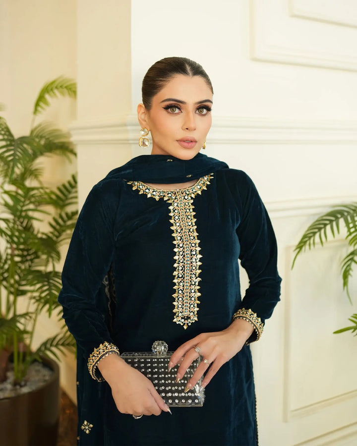 3 Piece Velvet Suit Stitched | 1130-ST-VLT - Sha Posh Textile
