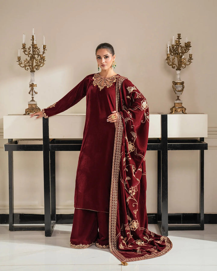 3 Piece Velvet Suit Stitched | 1131-ST-VLT - Sha Posh Textile