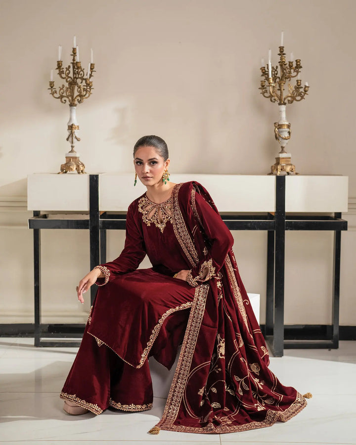 3 Piece Velvet Suit Stitched | 1131-ST-VLT - Sha Posh Textile