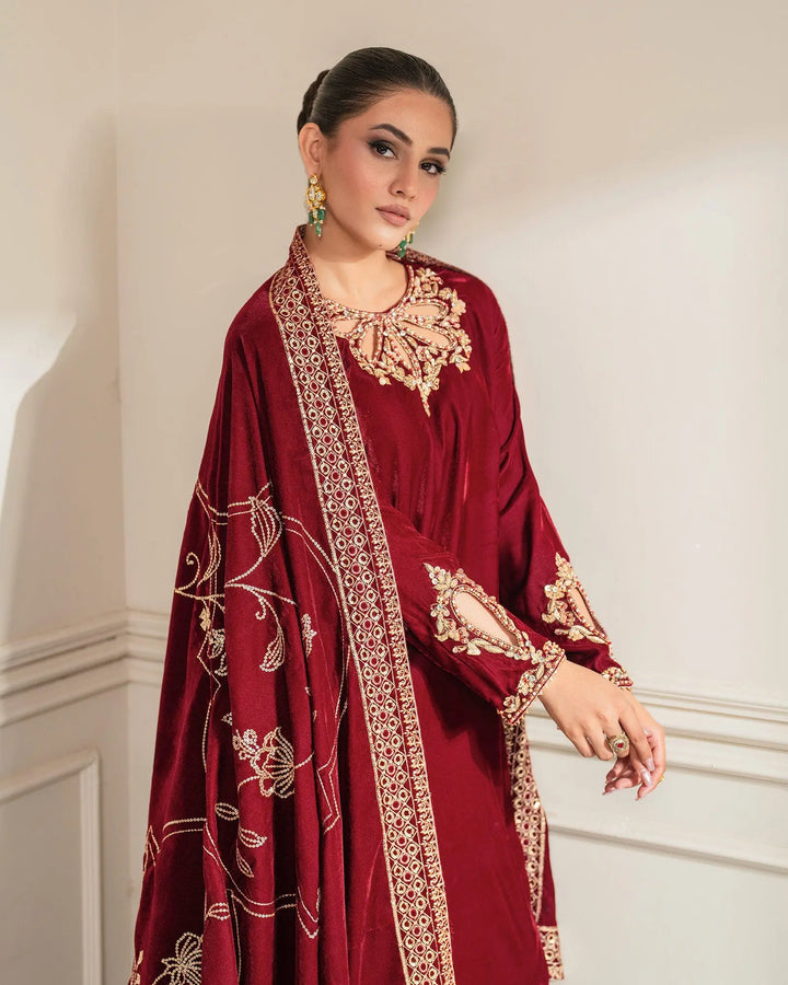 3 Piece Velvet Suit Stitched | 1131-ST-VLT - Sha Posh Textile