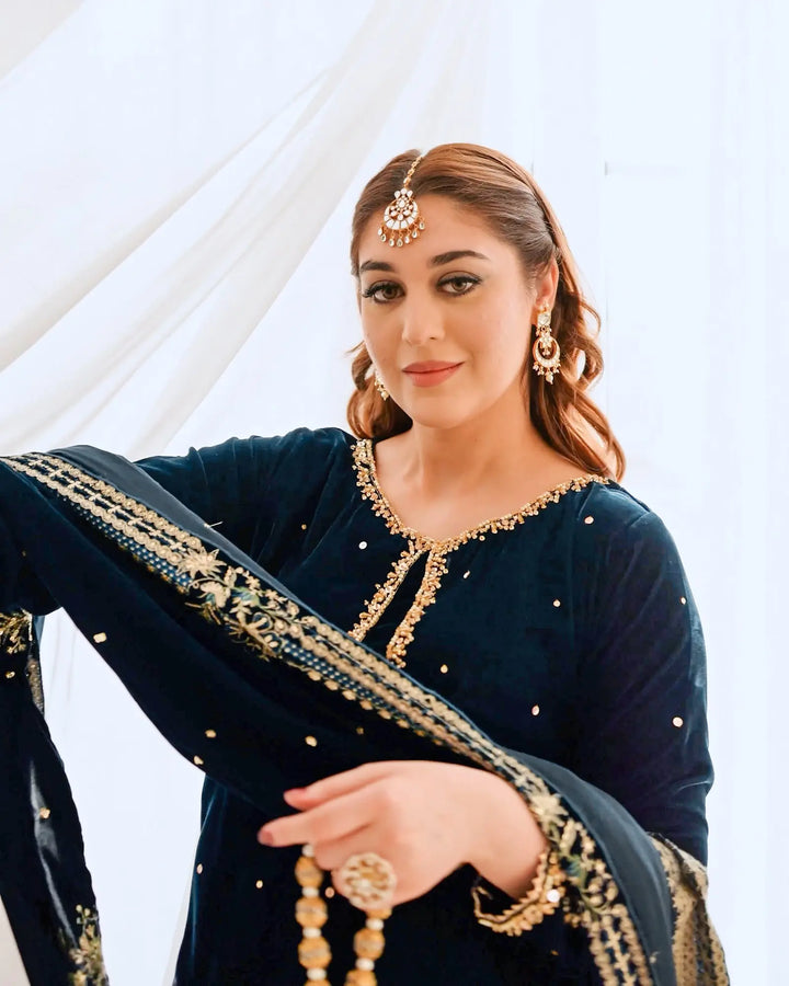 3 Piece Velvet Suit Stitched | 1129-ST-VLT - Sha Posh Textile