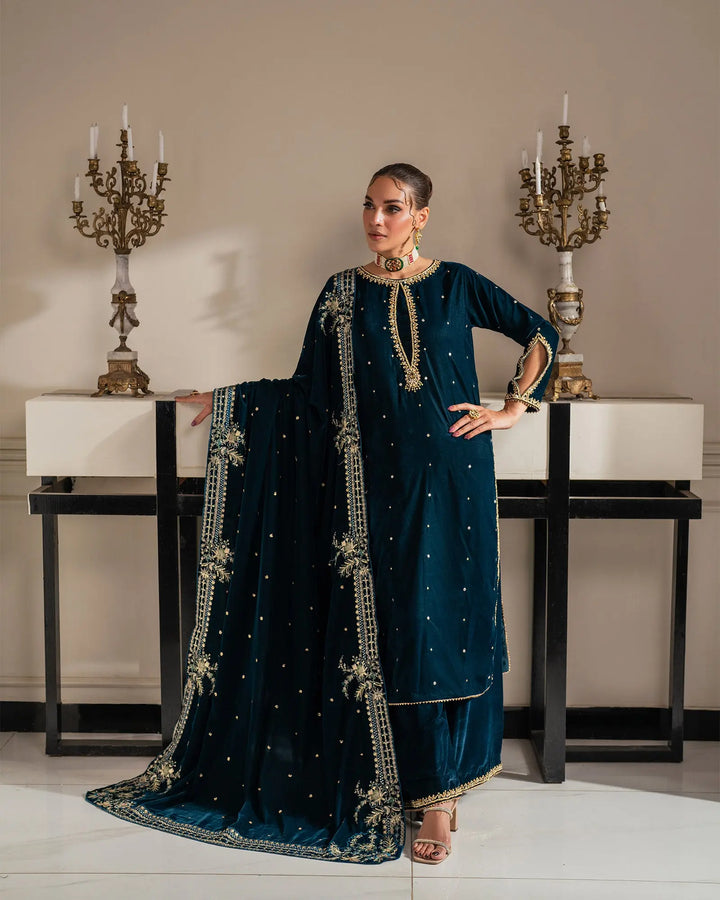 3 Piece Velvet Suit Stitched | 1129-ST-VLT - Sha Posh Textile