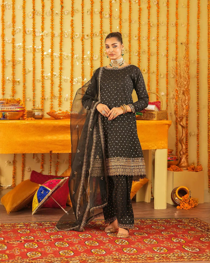 3-Piece Ready-to-Wear Chambray Bindi Suit |1310-NA-P.S.BINDI - Sha Posh Textile