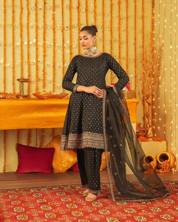 3-Piece Ready-to-Wear Chambray Bindi Suit |1310-NA-P.S.BINDI - Sha Posh Textile