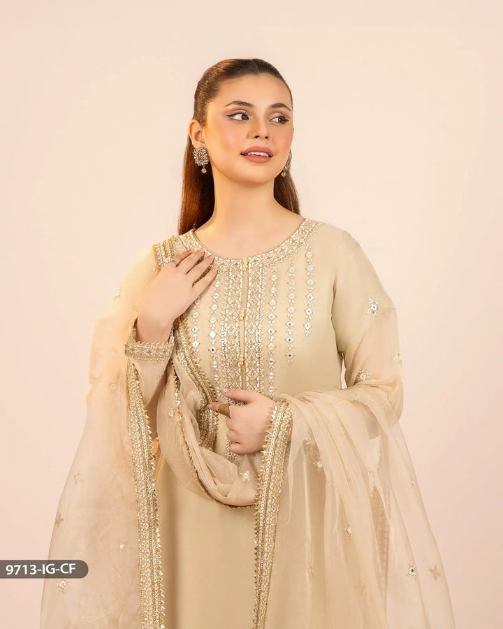 3 Piece Embroidered Chiffon | 9713-IG-CF - Sha Posh Textile
