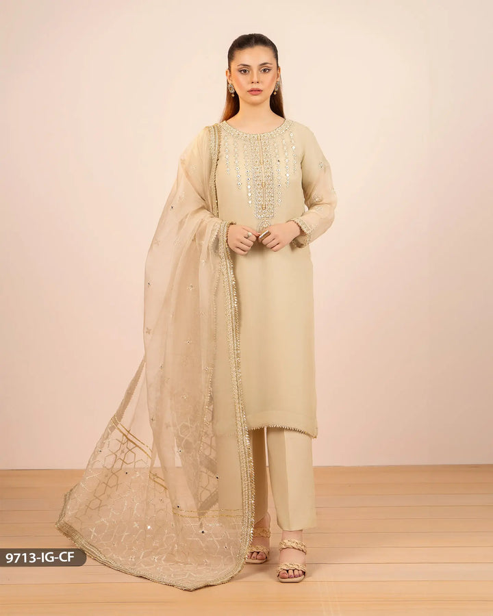 3 Piece Embroidered Chiffon | 9713-IG-CF - Sha Posh Textile