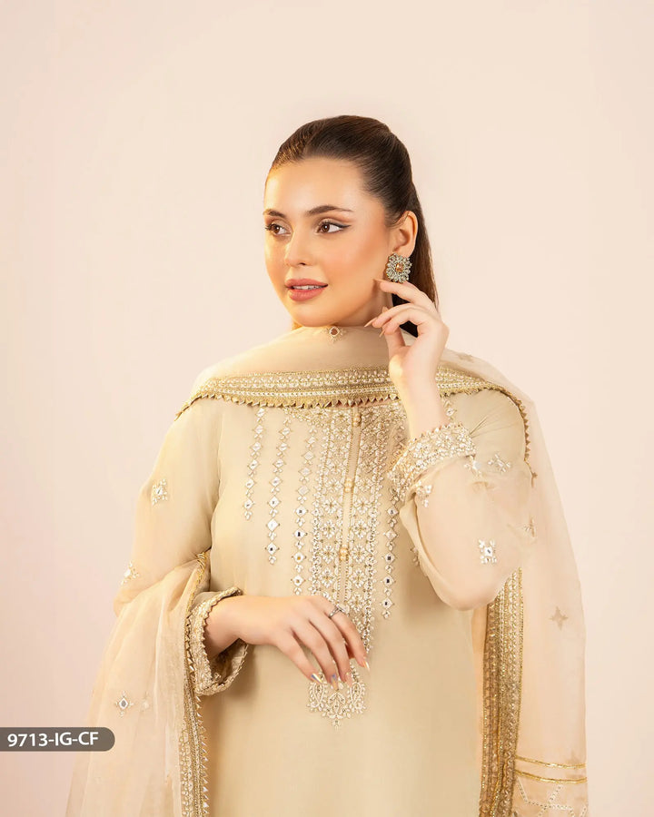 3 Piece Embroidered Chiffon | 9713-IG-CF - Sha Posh Textile
