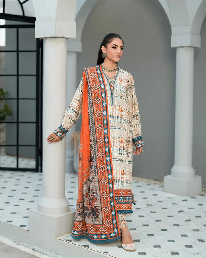 3 Piece - Khaddar Printed Suit Unstitched | UNFF023 - Sha Posh Textile