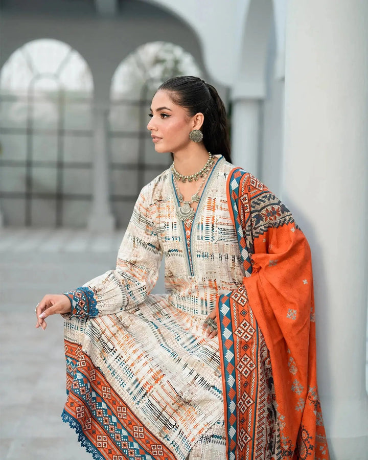 3 Piece - Khaddar Printed Suit Unstitched | UNFF023 - Sha Posh Textile
