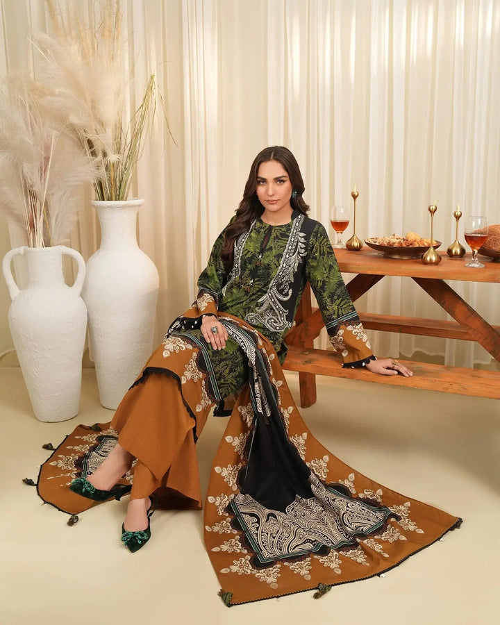 3 Piece - Printed Khaddar Suit Unstitched | UNFF024 - Sha Posh Textile