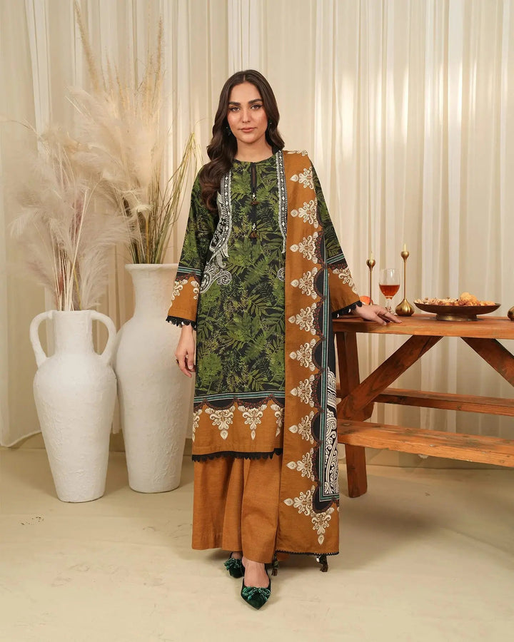 3 Piece - Printed Khaddar Suit Unstitched | UNFF024 - Sha Posh Textile