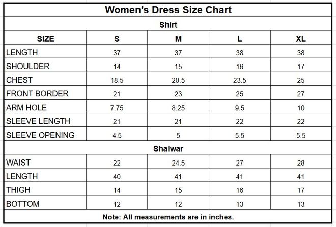 Korean Raw Silk 3PC | 1149 size chart