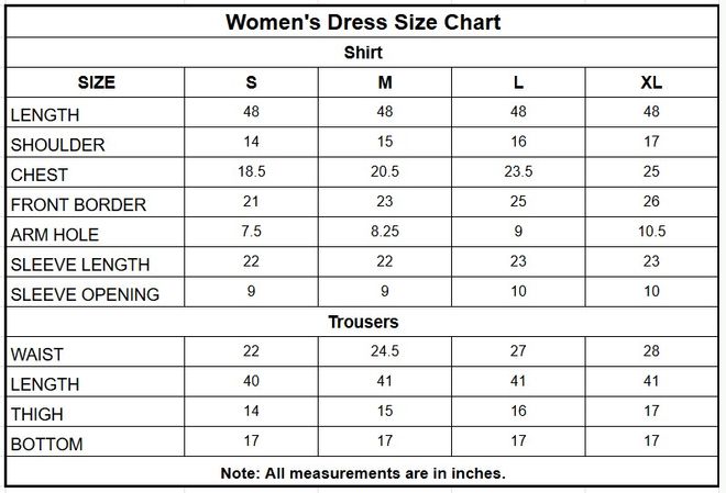 Korean Raw Silk 3PC | 1158 size chart