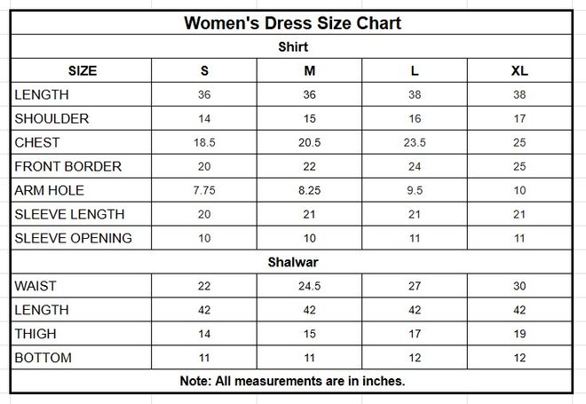 Tilla Embroidered Silk 3-Piece Suit For Women size chart