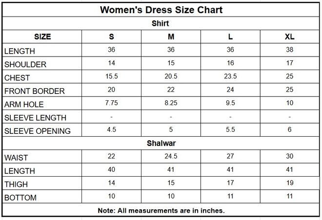 Plain Paper Katan 3PC | 1179 size chart