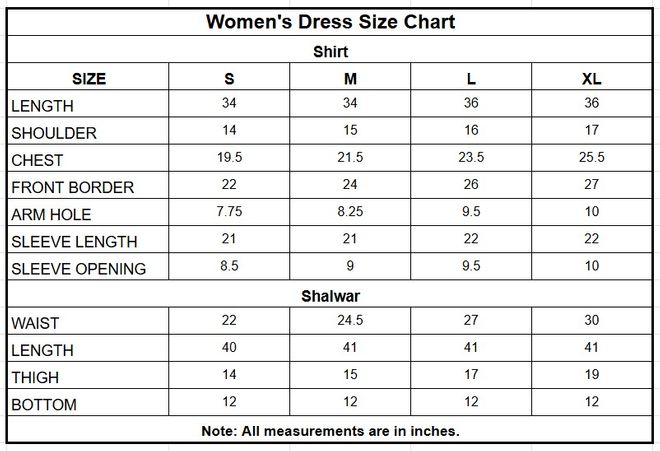 Pista Embroidered Jacquard Cotton 3 Piece Stitched Suit for Women size chart