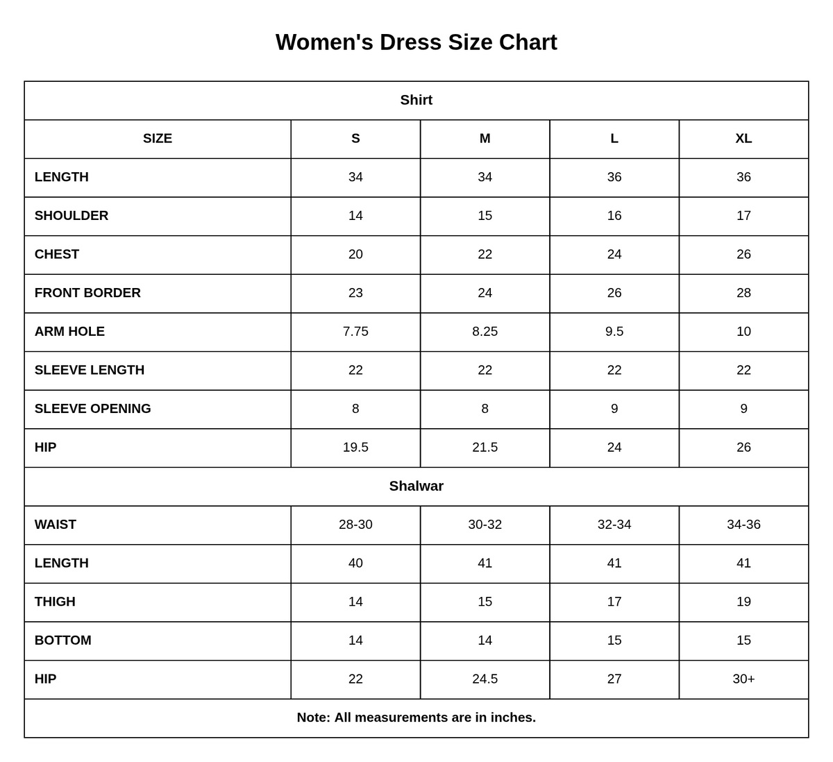 1253 size chart