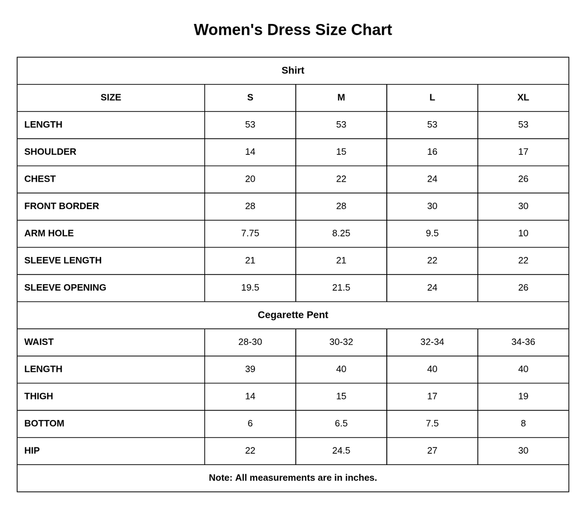 1255 size chart