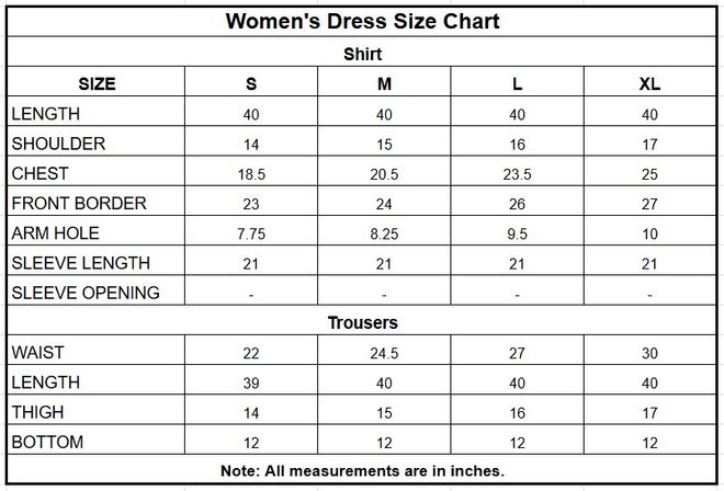 Embroidered Cambric Cotton 3-Piece Suit with Chiffon Dupatta size chart