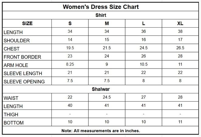Jacquard Viscose 3PC | 1330 size chart