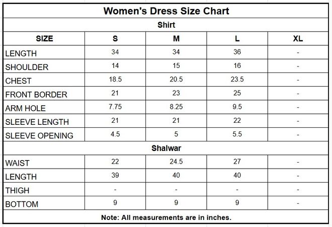 Imported Silk 3PC | 1331 size chart