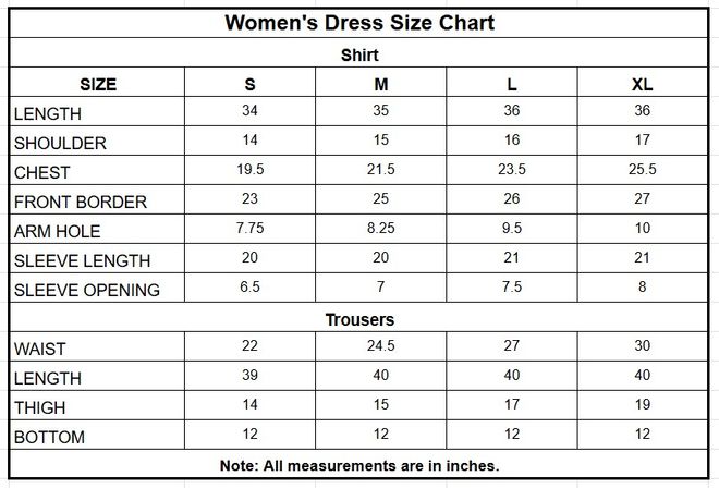 Embroidered Jacquard Cotton 3 Piece Stitched Suit for Women size chart