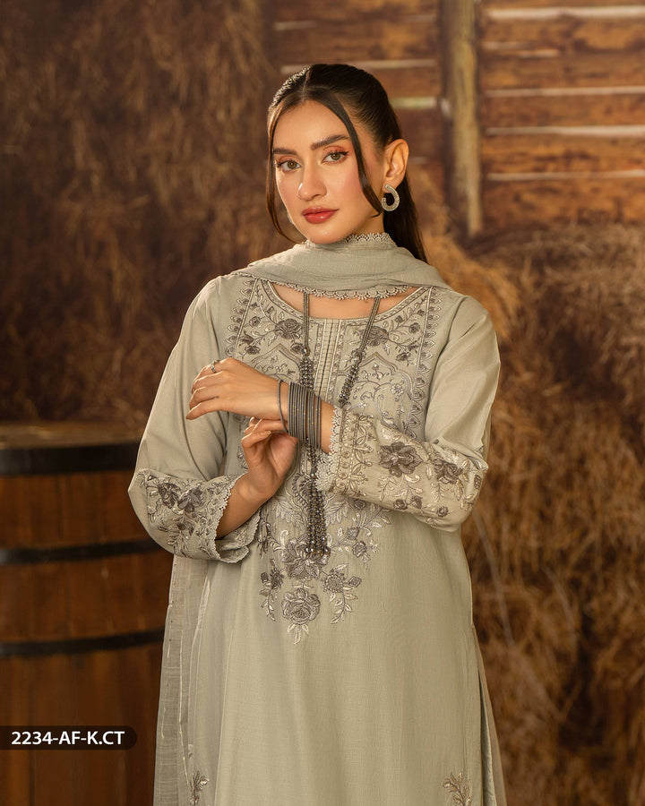 3 Piece Cambric Cotton Suit | 2234-AF-K.CT - Sha Posh Textile