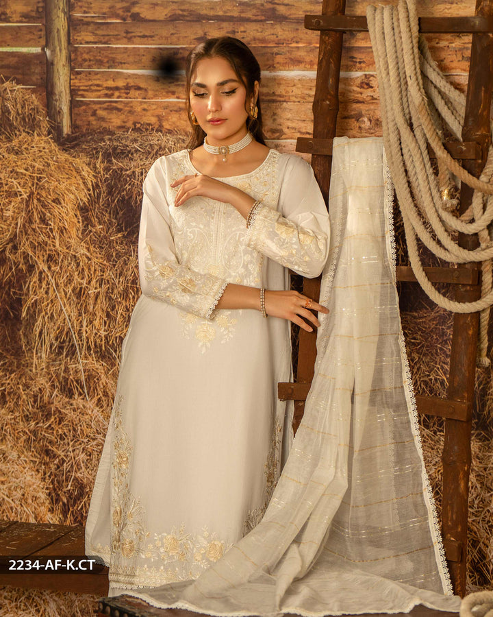 3 Piece Cambric Cotton Suit | 2234-AF-K.CT - Sha Posh Textile