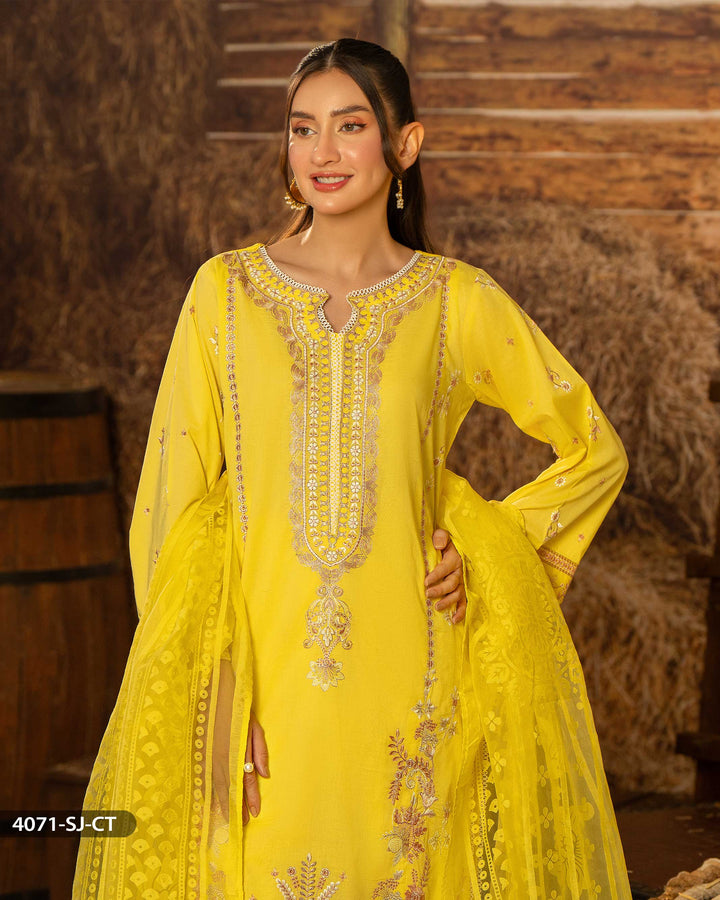 3 Piece Cambric Cotton Suit | 4071-SJ-K.CT - Sha Posh Textile