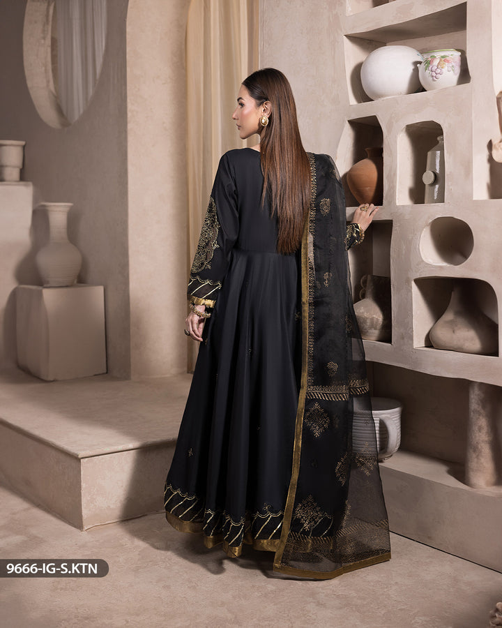 3 PEICE EMBRIODERED MAXI | 9666-IG-S.KTN - Sha Posh Textile