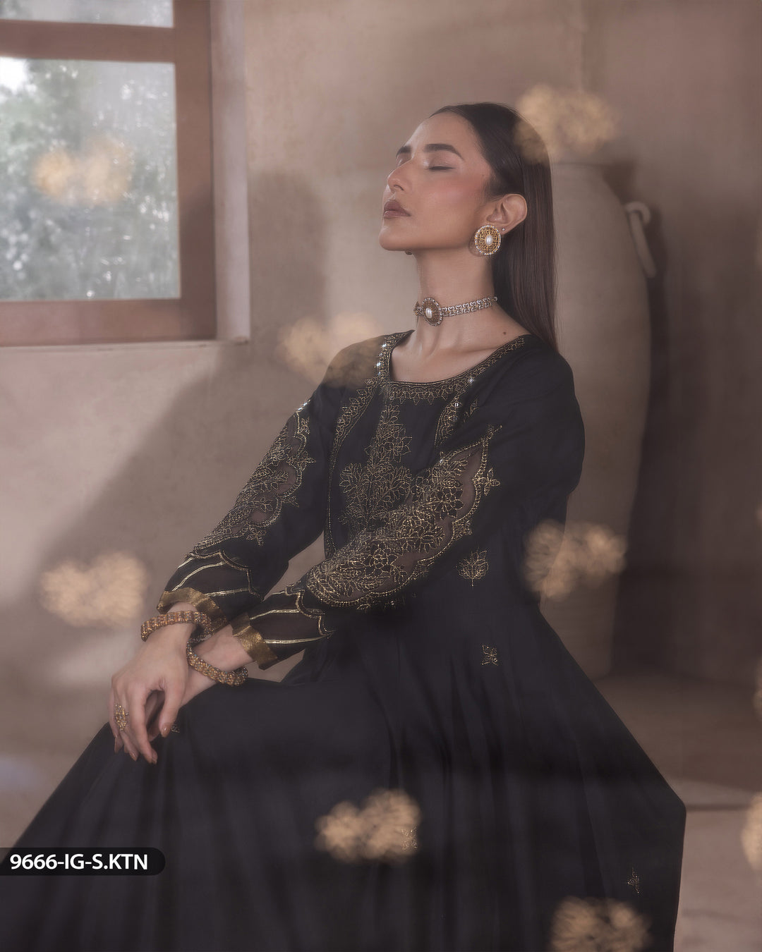 3 PEICE EMBRIODERED MAXI | 9666-IG-S.KTN - Sha Posh Textile