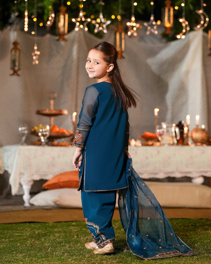 Kids 3-Piece Ready-to-Wear Bori Net Suit | 4078-SJ-B.NET - Sha Posh Textile