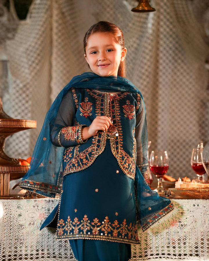 Kids 3-Piece Ready-to-Wear Bori Net Suit | 4078-SJ-B.NET - Sha Posh Textile