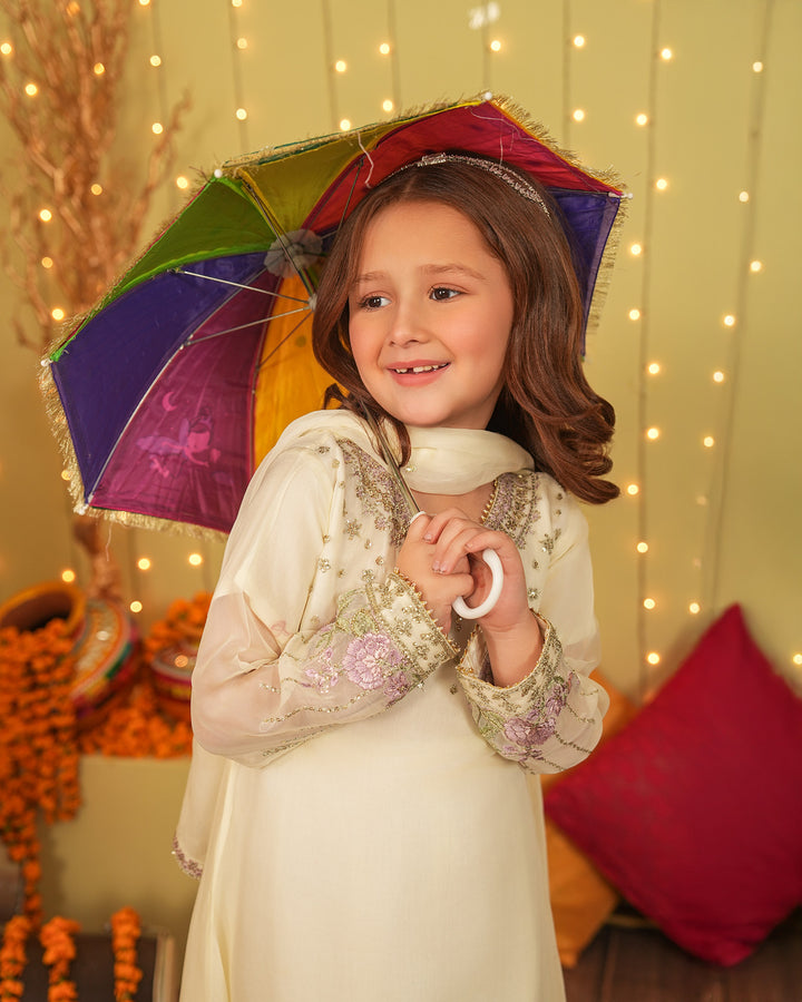 Kids 3 Piece Chiffon Suit Stitched | 4083-SJ-CF - Sha Posh Textile
