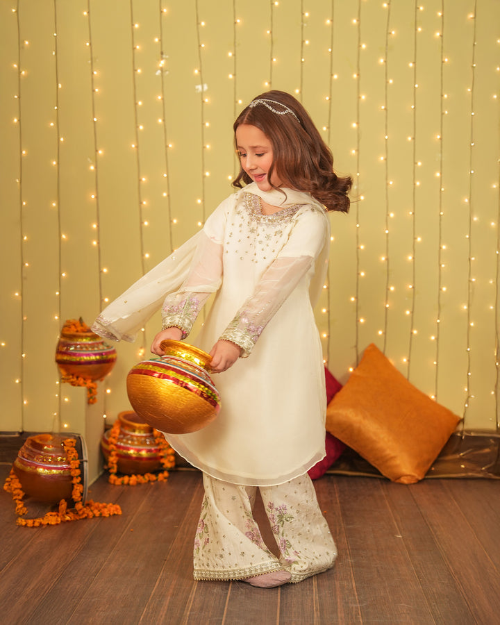 Kids 3 Piece Chiffon Suit Stitched | 4083-SJ-CF - Sha Posh Textile