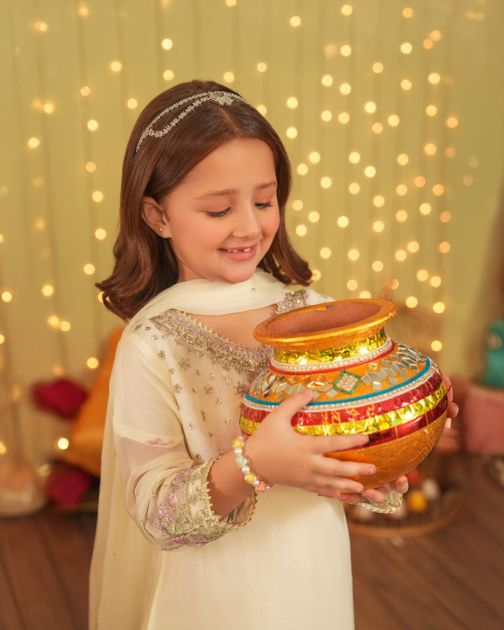 Kids 3 Piece Chiffon Suit Stitched | 4083-SJ-CF - Sha Posh Textile