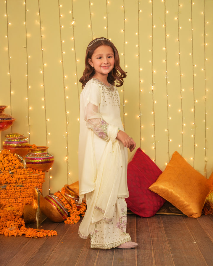 Kids 3 Piece Chiffon Suit Stitched | 4083-SJ-CF - Sha Posh Textile