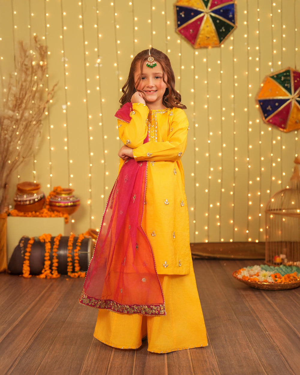 Kids 3 Piece Plain Paper Katan Suit Stitched | 427-AR-P.P.KTN - Sha Posh Textile