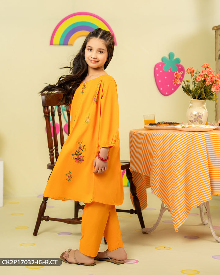Kids 2 Piece Cotton Frock | 17032-IG-R.CT - Sha Posh Textile