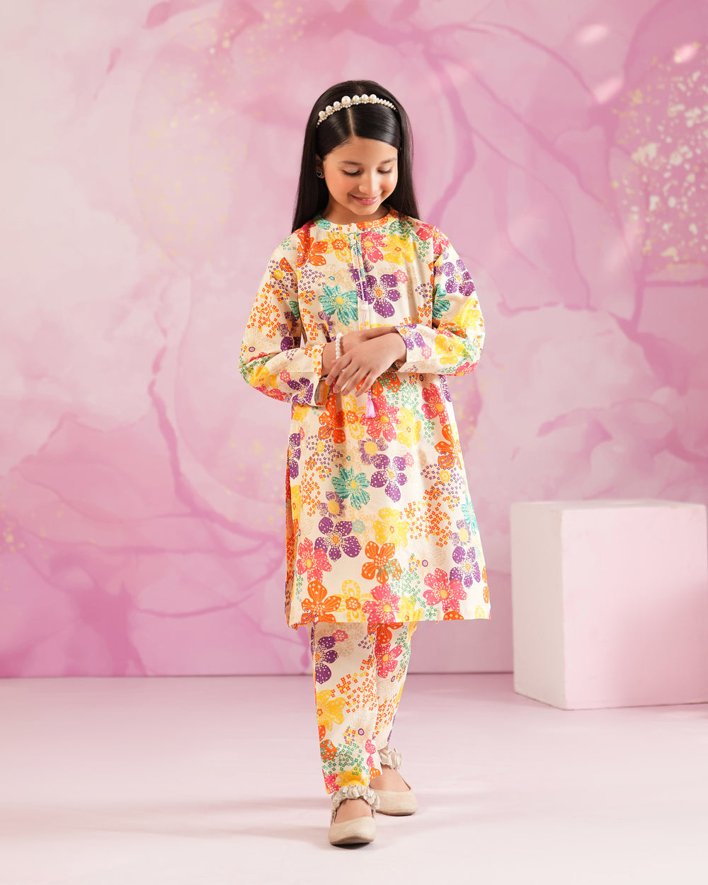 Kids 2-Piece Ready-to-Wear Cambric Cotton Suit | 36065-FU-K.CT - Sha Posh Textile