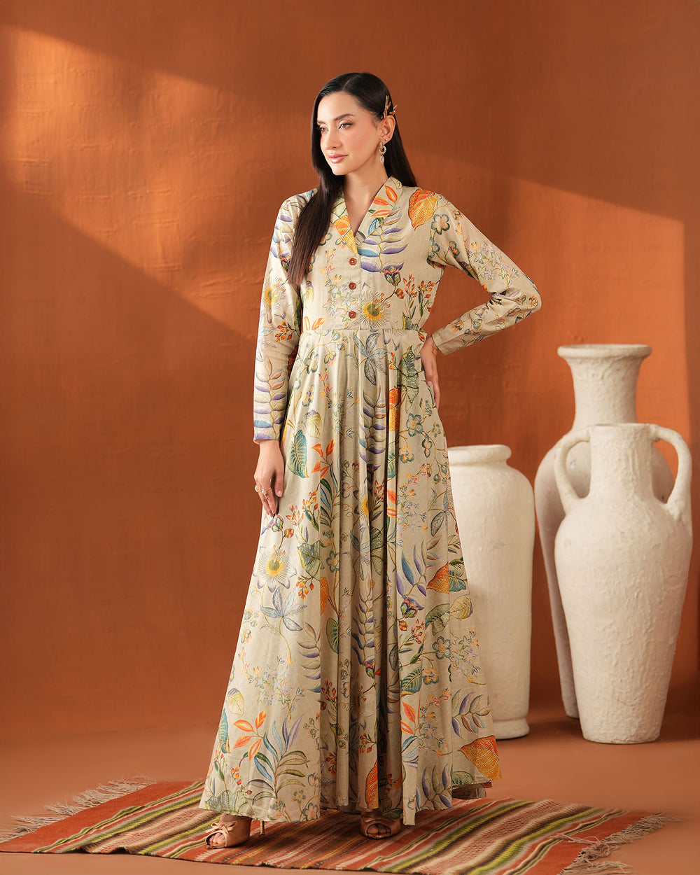 1-Piece Ready-to-Wear Lawn Frock| 17250-IG-LWN - Sha Posh Textile